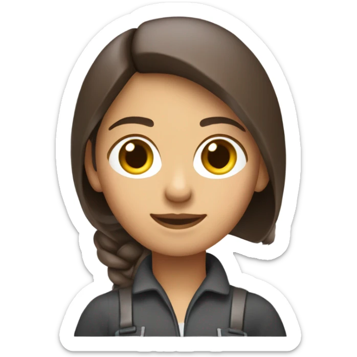 ingeniera civil mujer con piel blanca, cabello lacio y marron y con casco rosado sticker