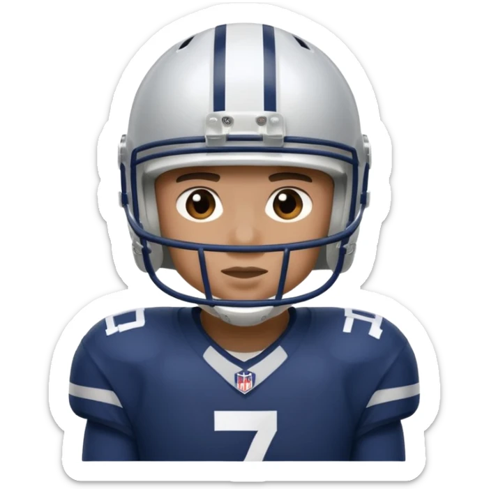 football player wearing white, silver, navy blue colors, and helmet should say 784 sticker