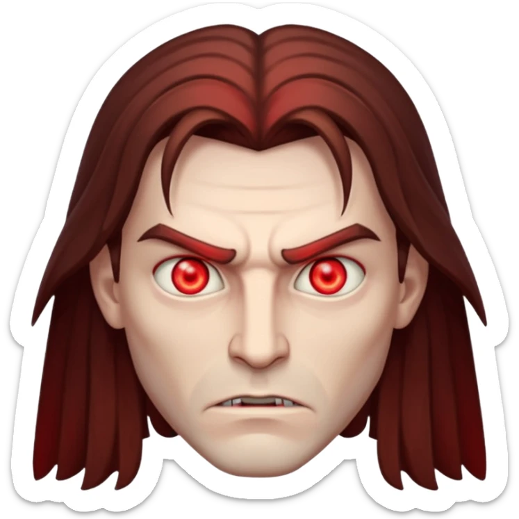 Evil, shadowie Male lord with Red glowing eyes and Long Brown Hair  sticker