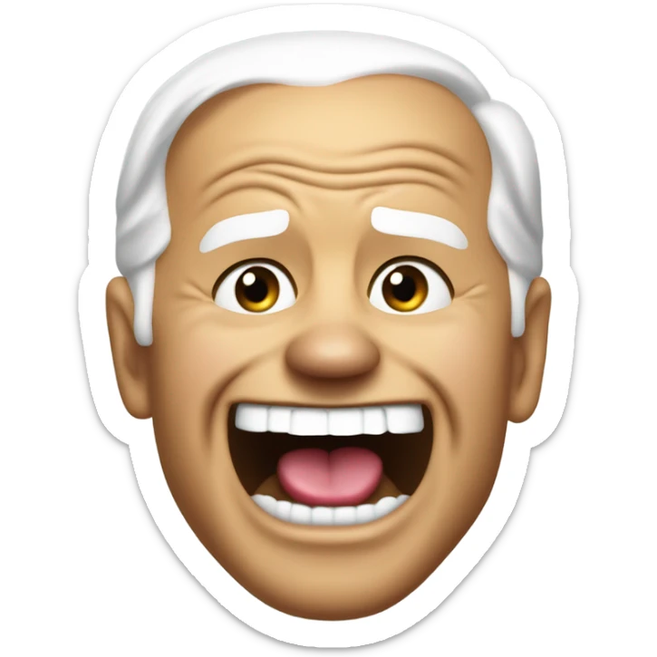Joe Biden with his tongue out of his mouth and sweat running down his face sticker