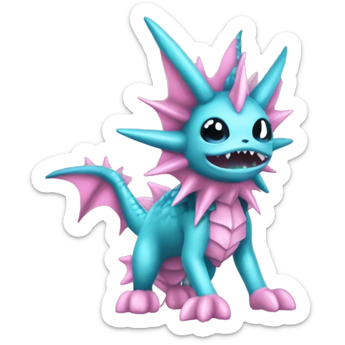 Pink Edgy Vaporeon dragon With Fins and spikes full body sticker