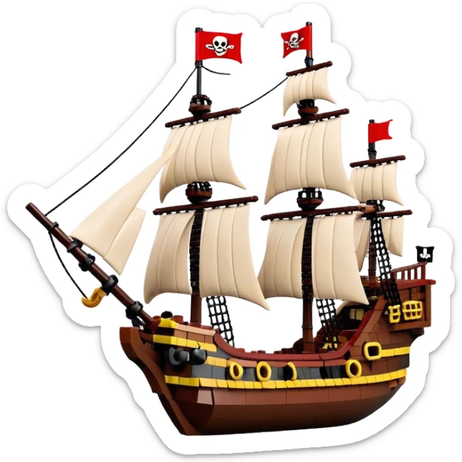 Pirate Ship (Toy) - Lego Pirate Ship (Model Year: 2021) (Iconic colour: Brown with red sails) sticker