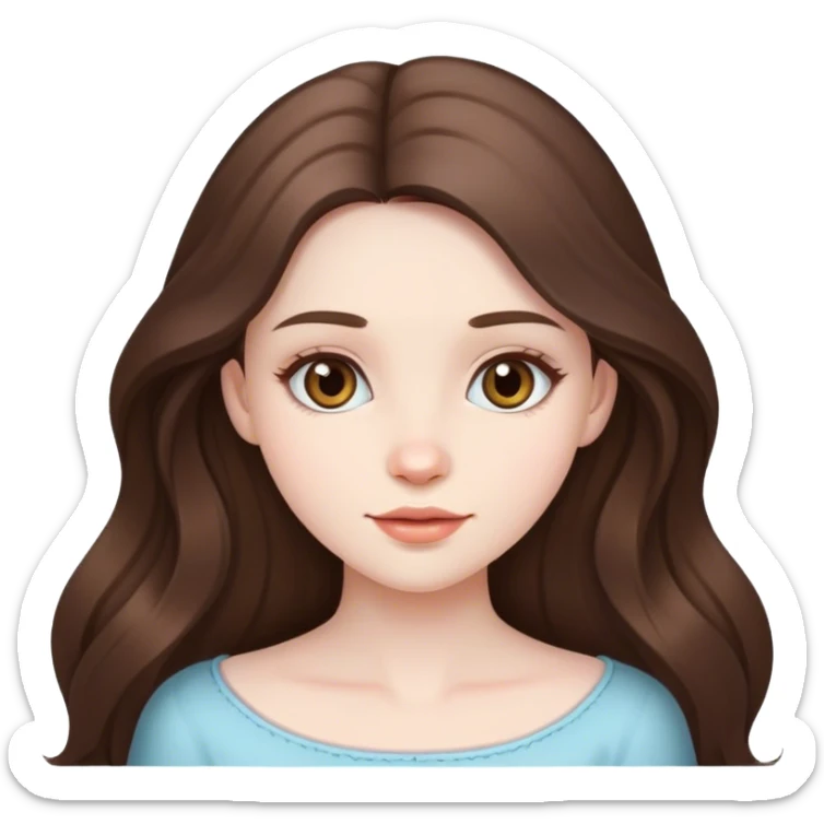  beautiful pale brunette girl with long hair birthday girl sticker