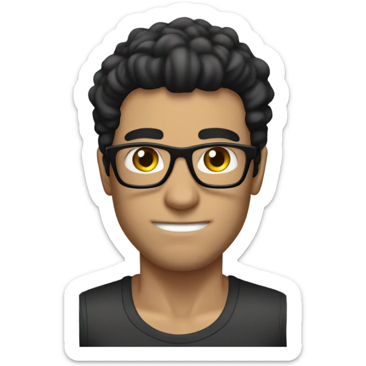 Lonely gym bro with skinny legs white guy, glasses and dark hair sticker