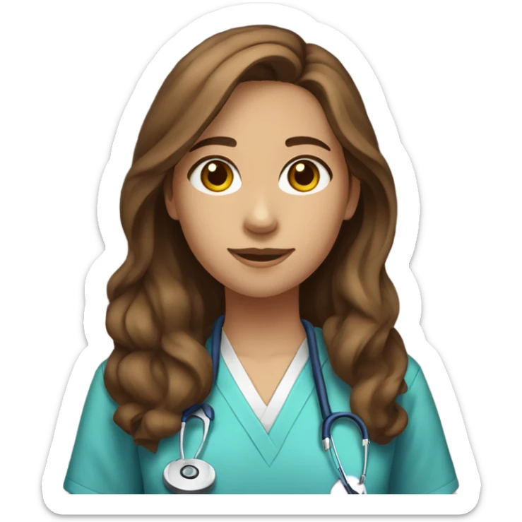 a full body medical student blue shirt 20 years old girl student tan skin, brown hair sticker