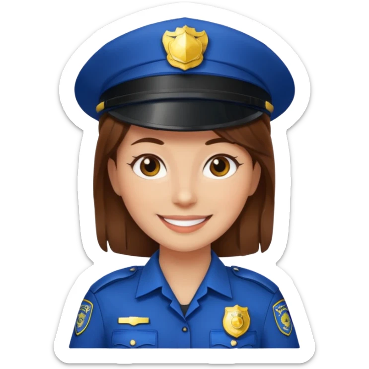 police woman with brown hair and bright skin sticker
