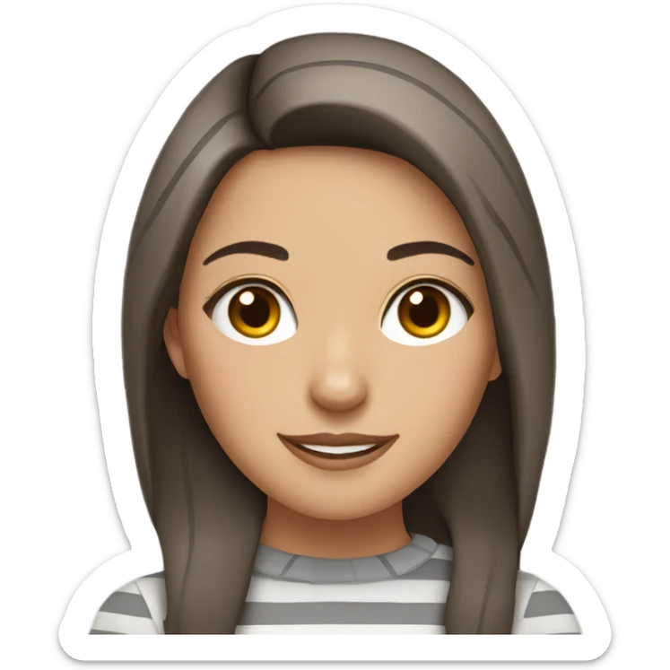 Brown eyed Pretty brunette woman with gray striped cat  sticker