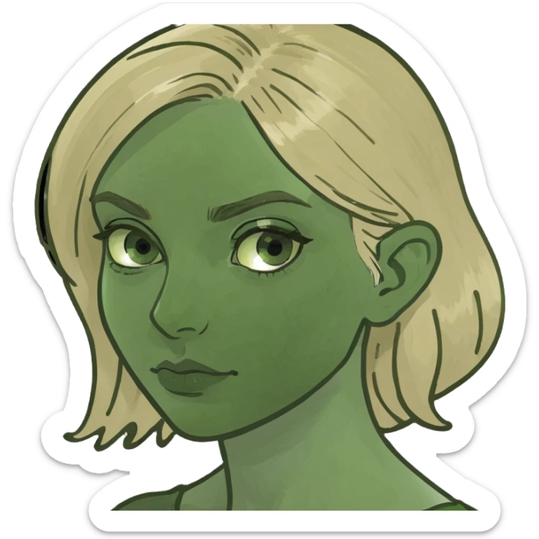 Girl with blonde hair green eyes  sticker