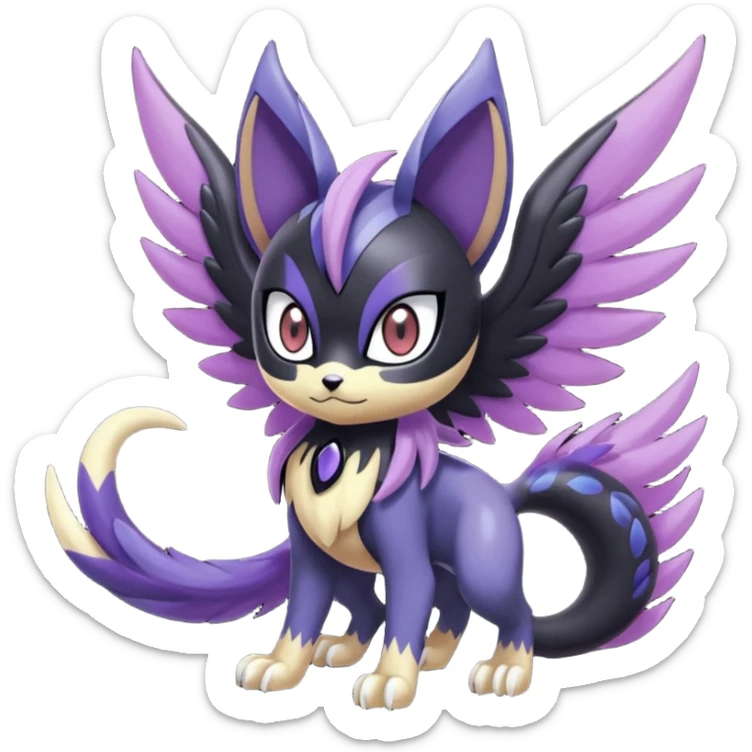 Meloetta-Purrloin-Nargacuga-Noibat-Pokémon-Fakémon-fusion-hybrid-creature sticker