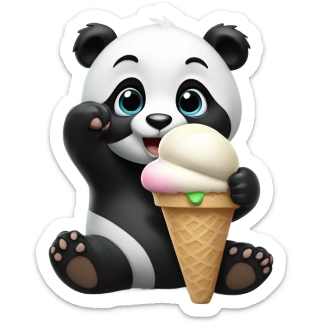 Panda eating ice cream sticker