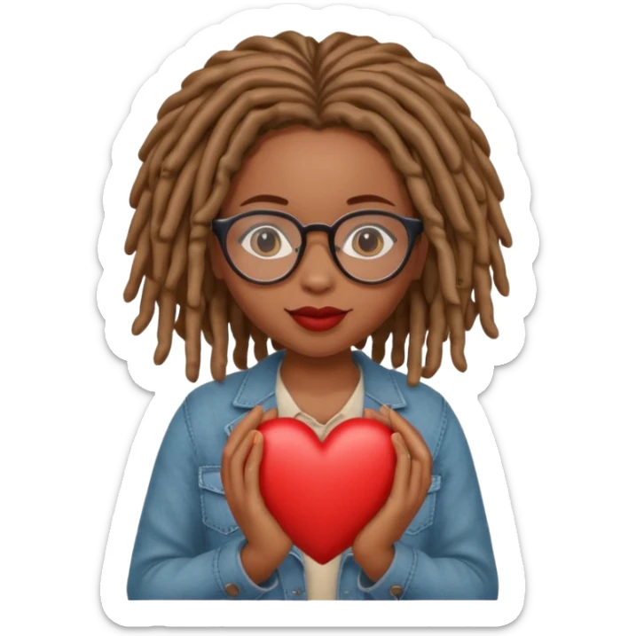 Girl Scouts African American girl with locs and glasses heart  sticker