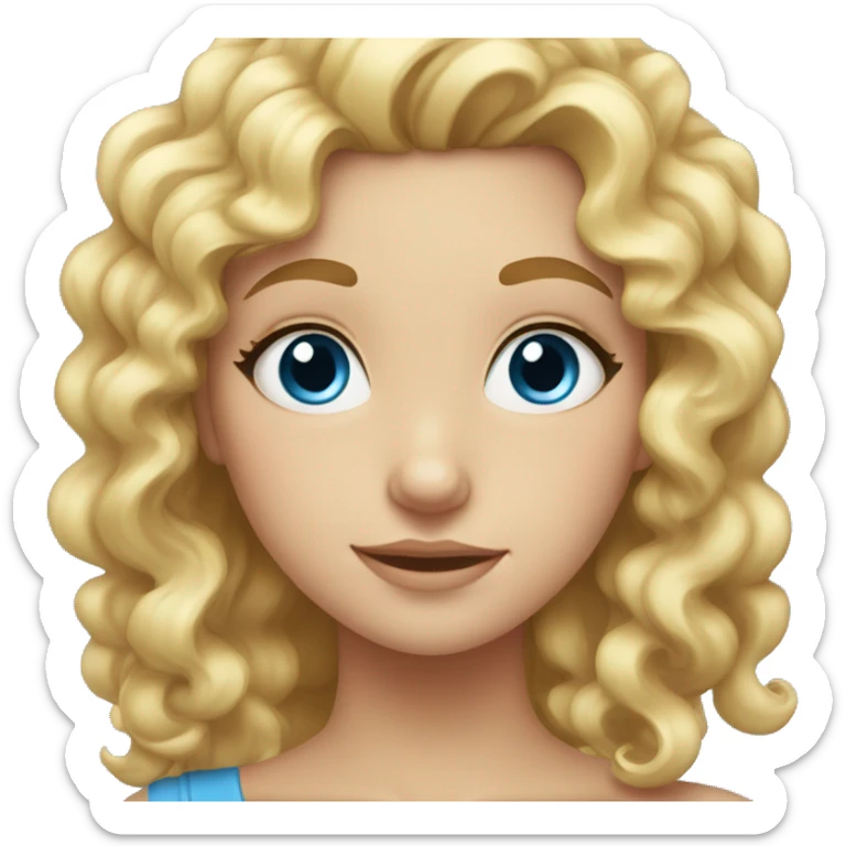Blonde girl with curls and blue eyes and a bow in her hair  sticker