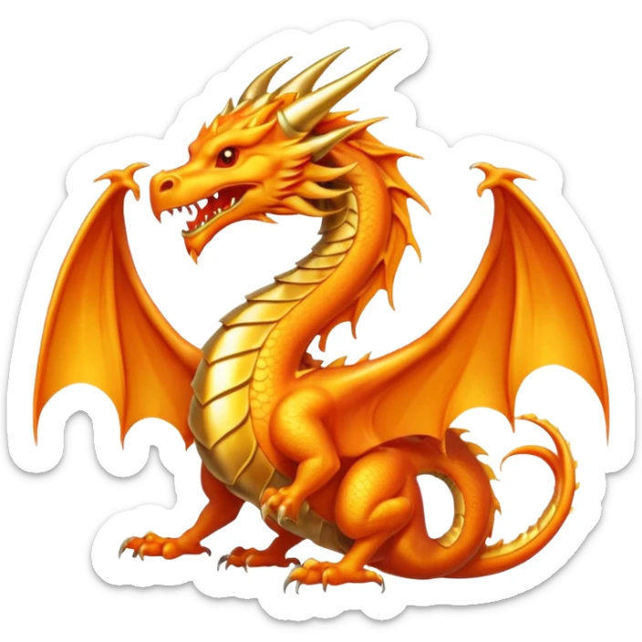 Simple minimalist Golden fiery crest symbol in a shape of a dragon sticker