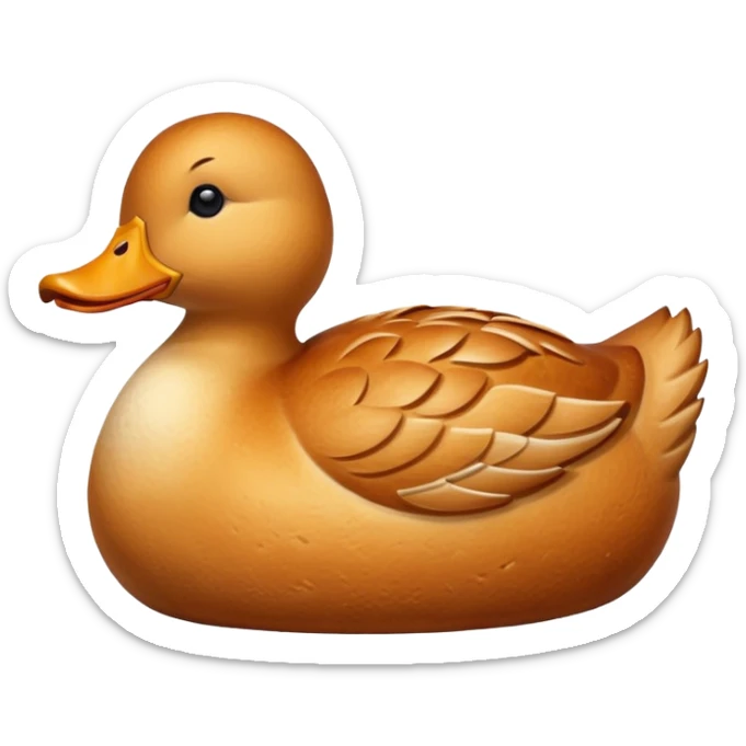loaf of gluten bread in the shape of a duck, detailed bread texture sticker