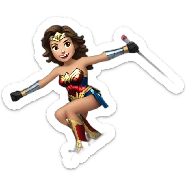Wonder woman qui fait du ski alpin sticker
