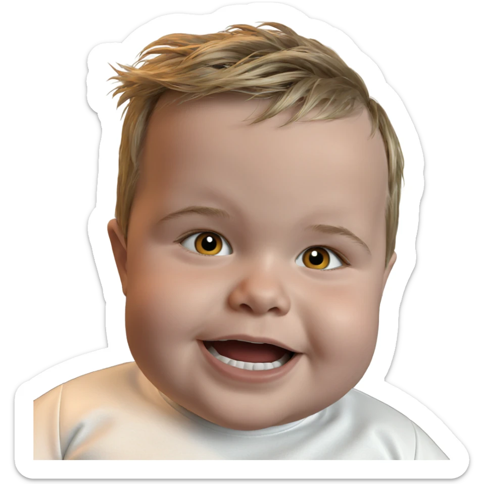 portrait of a boy with surprise sticker