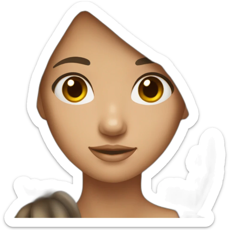 Girl with tanned skin brown hair asian eyes sticker