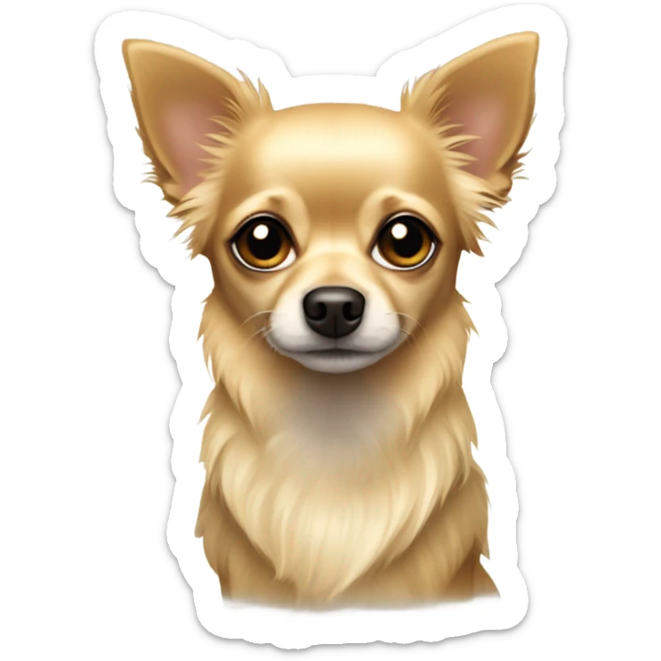 blonde long hair chihuahua terrier mix with dark eyes sticker