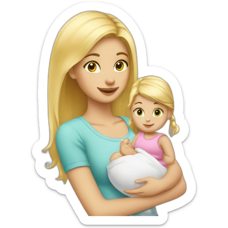 Blond-Girl-with-baby-girl sticker