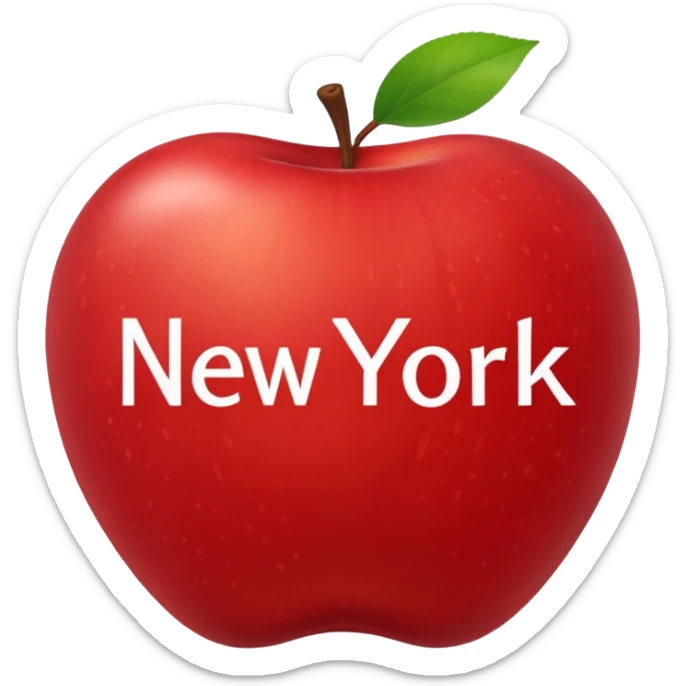 Manzana con el nombre de New York dentro pero aesthetic, que ocupe toda la manzana sticker