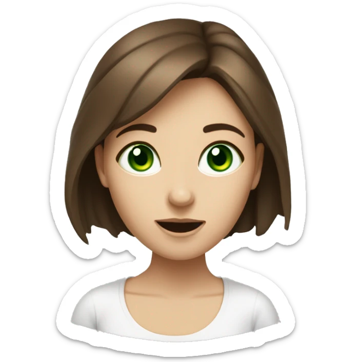 A girl with white skin, green eyes and brown hair is studying for exams in chaos. sticker