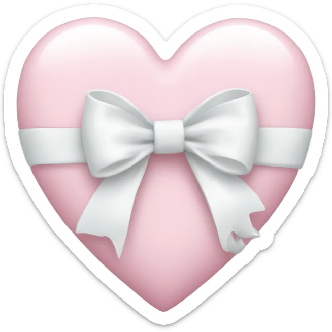 Pastel pink heart with white bow sticker