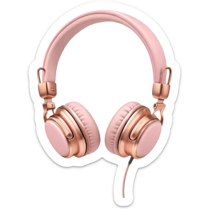 Pastel pink headphones with metallic rose gold frame and leather ear cups sticker