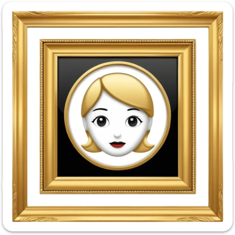 vintage black and white photo in gold fancy photo frame sticker