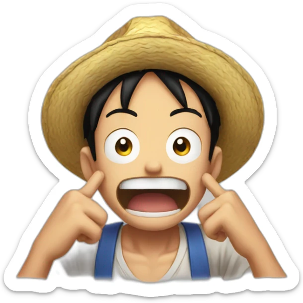 Shocked Luffy with his hands behind his head and his eyes and mouth wide open sticker