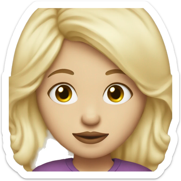 Blonde girl with peace sign and a kiss face  sticker