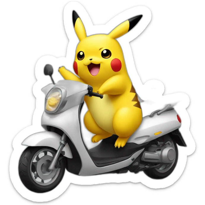 Pikachu, sur une vache sur une moto sur un scooter sur une voiture sticker