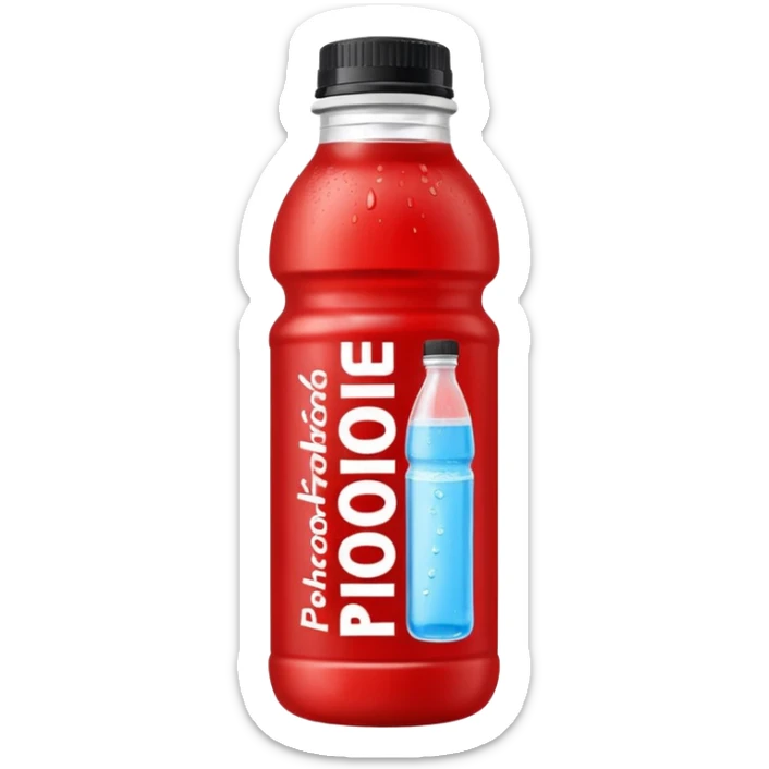 A red bottle of sports drink “prime hydration” with a black cap and large lettering sticker