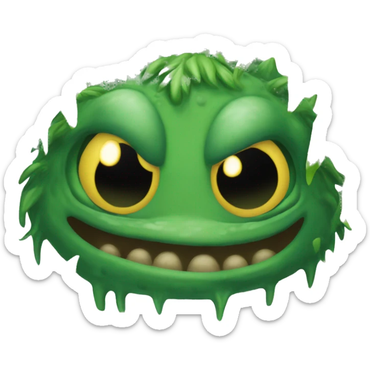 green swamp monster peeking his head out of the swamp. Only his eyes and the top of his head are visible. sticker