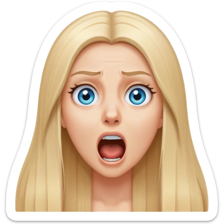 beautiful white girl with long straight blonde hair blue eyes screaming scared terrified  sticker