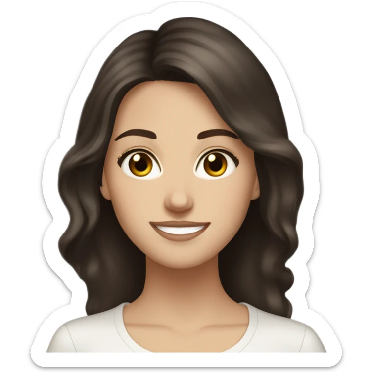 White girl long dark brown hair and brown eyes happy new year sticker