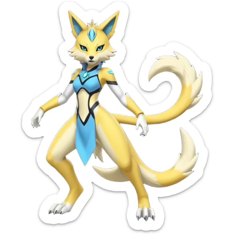  Futuristic Slim Feminine Zeraora-Renamon-fusion (full body) sticker