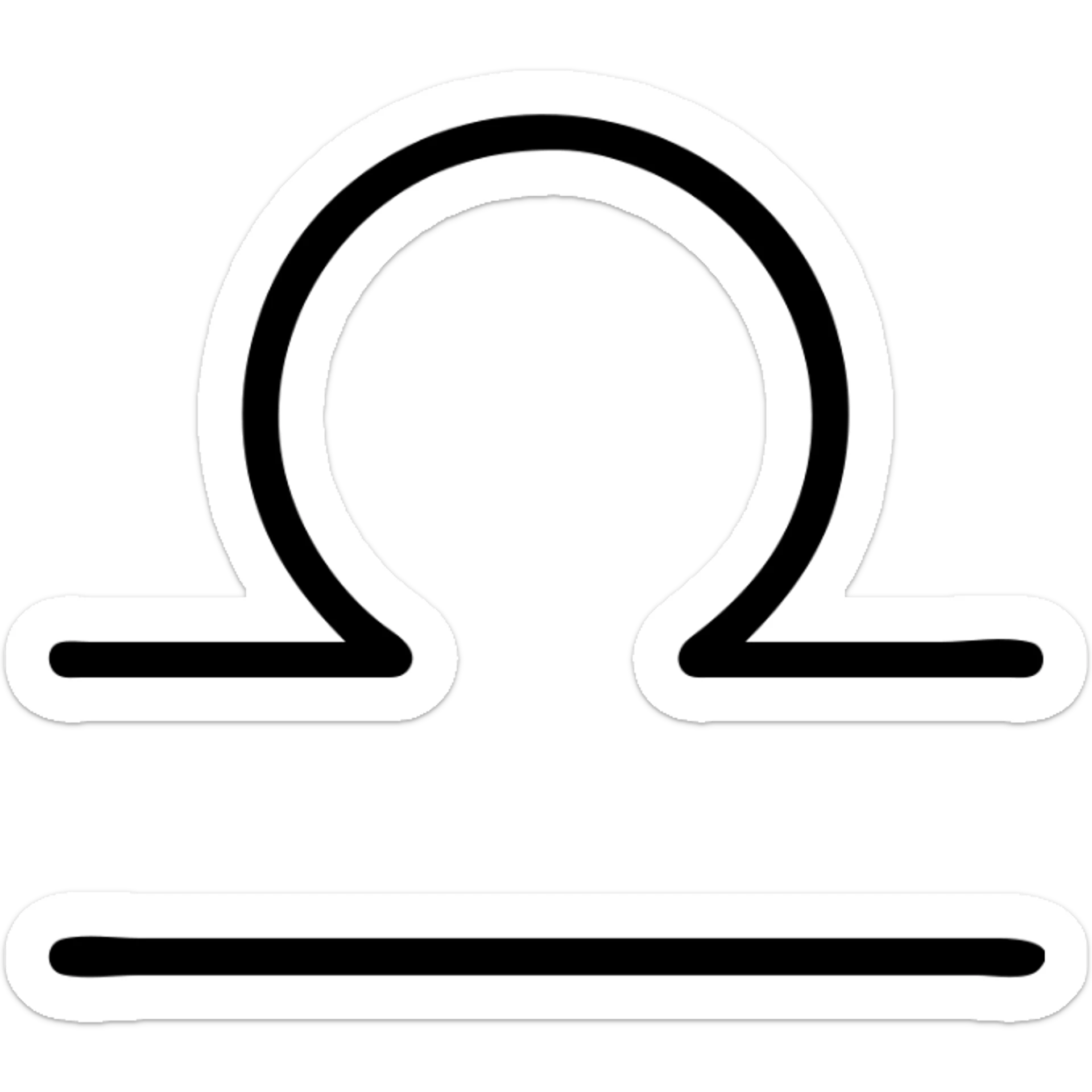 basic black line drawing of the Libra zodiac symbol, no color, no fill sticker