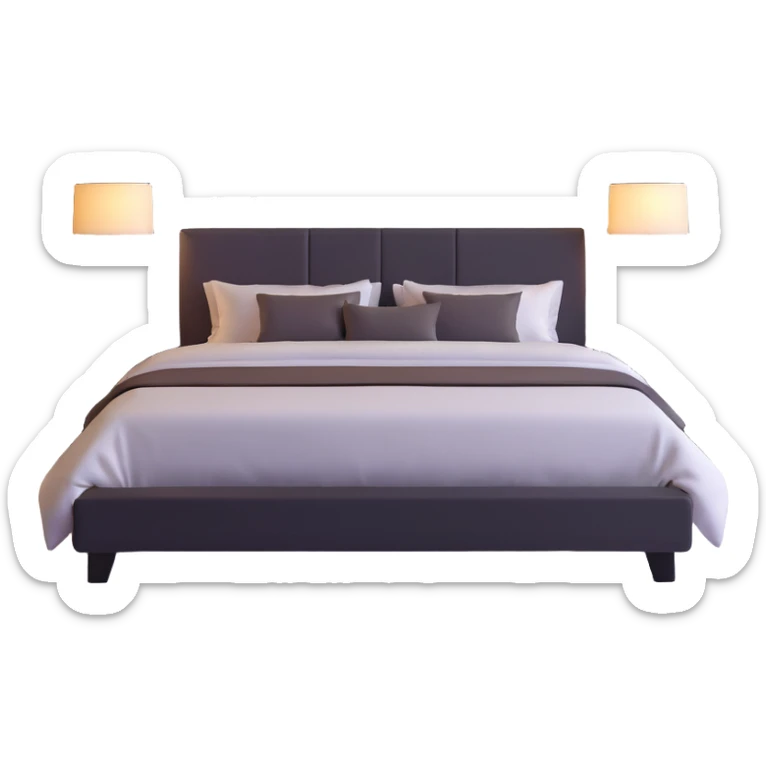spacious modern bedroom with elegant furniture, mood lighting, king bed, stylish decor sticker