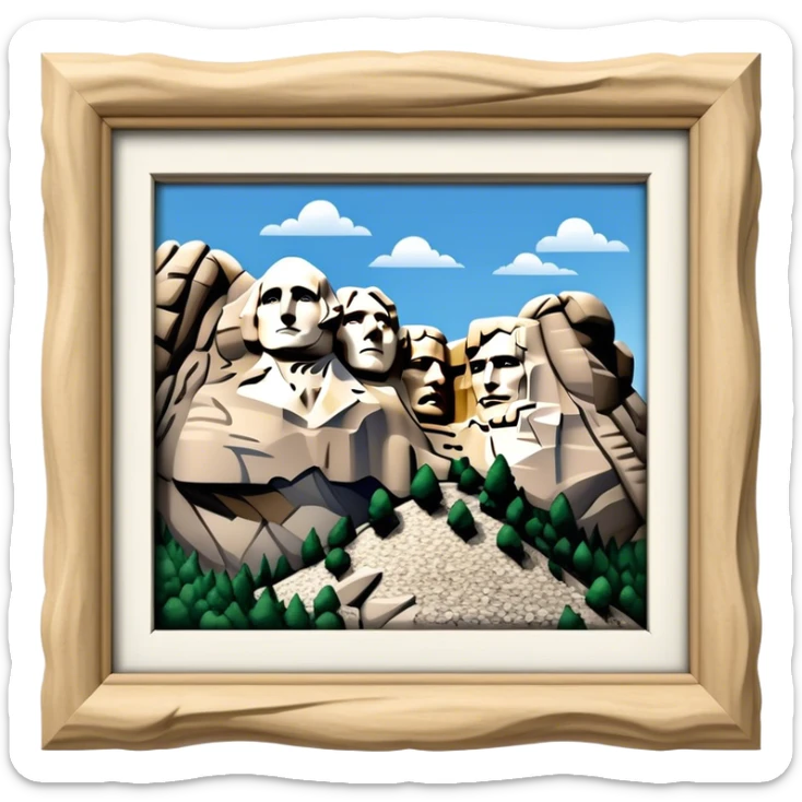 Mount Rushmore Landmark Emoji – Displaying the carved faces of four U.S. presidents in the granite mountainside. sticker