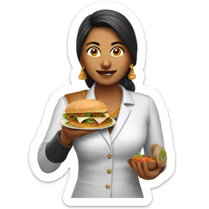 indian lady corporate business owner shooting food photo & video sticker