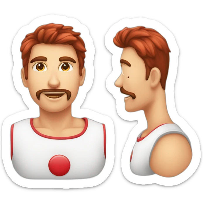 Faccia da pagliaccio, sopracciglia rosse occhi scuri naso rosso bocca rossa con sorriso allargato, capelli verdi sticker