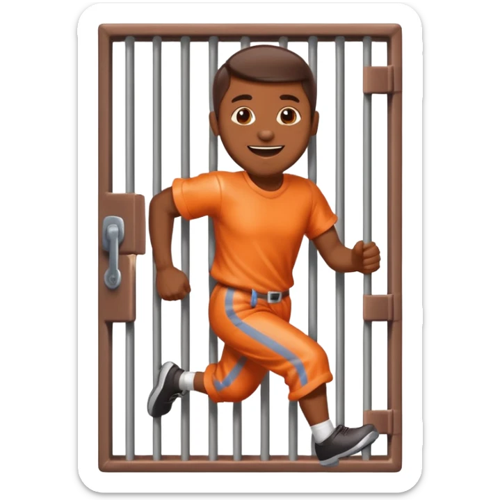 guy made of of sweet candy running out of a prison cell sticker