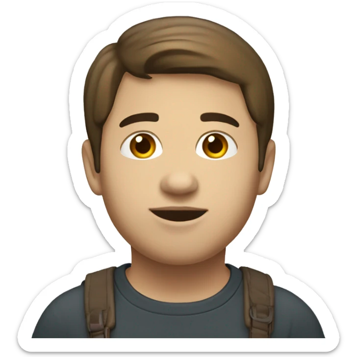 Young Hispanic full body  with short straight brown  hair pale skin very tall a little chubby  sticker