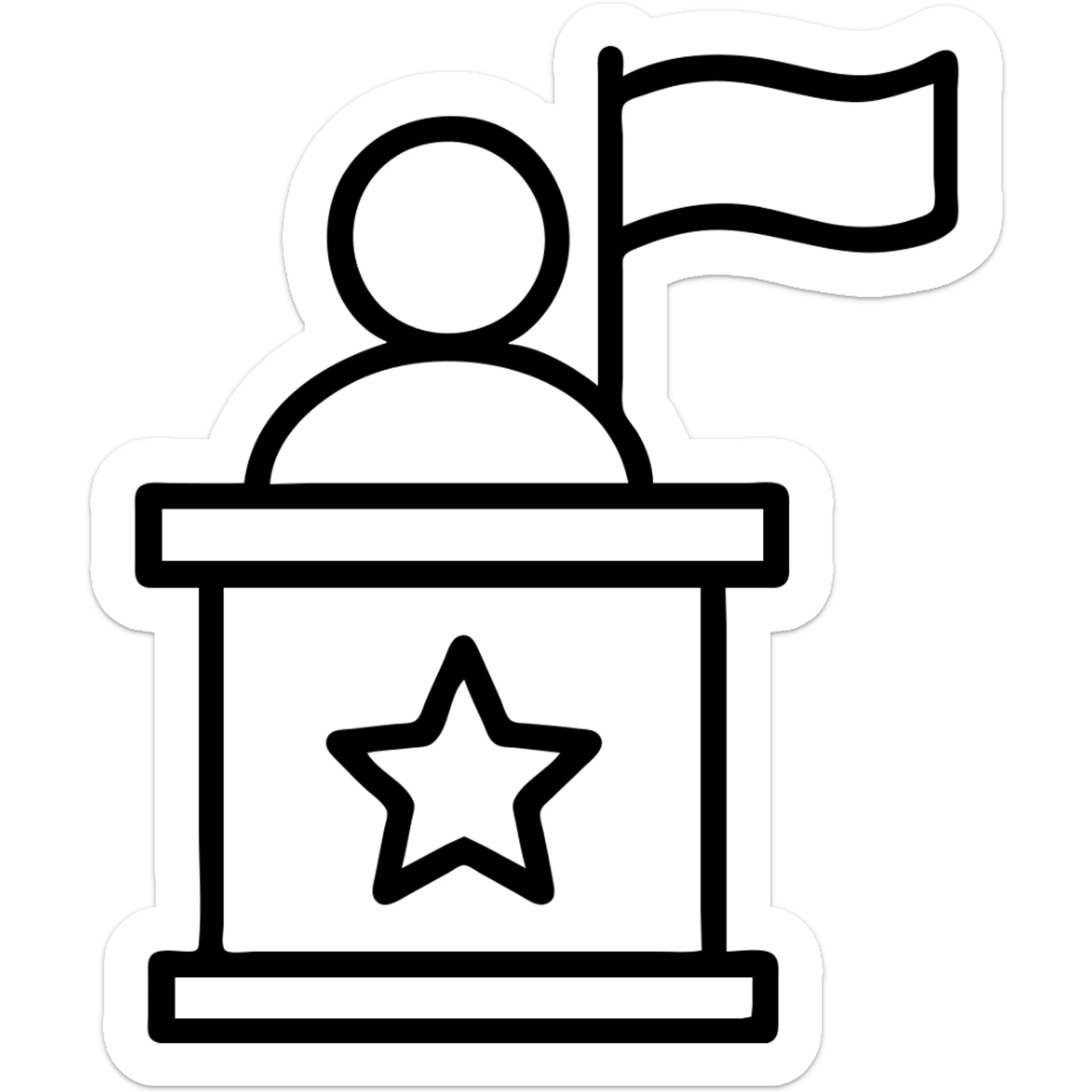 Add a flag to the politics icon, keep the simple outlined icon style, no background. sticker