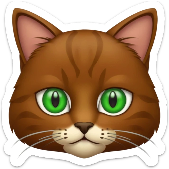 eine braune flauschige niedliche katze mit grünen augen (nicht leuch sondern matt) sticker