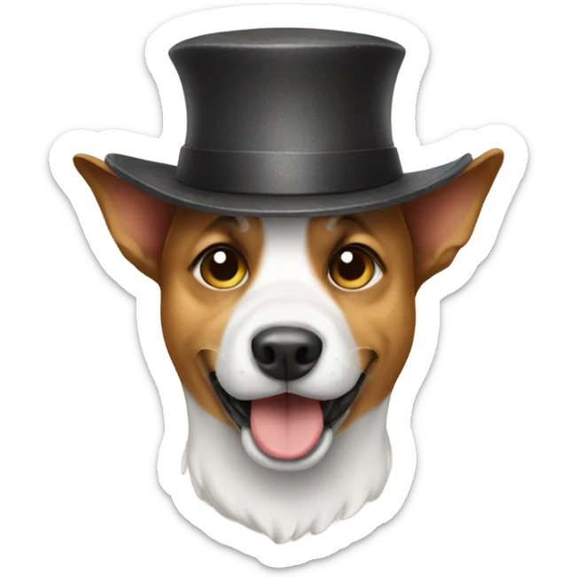 Dog with a hat sticker