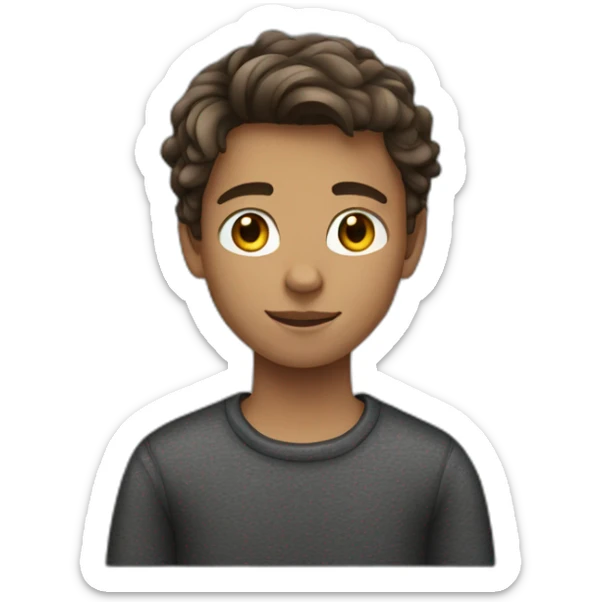 teenager boy brown wavy hair and dark gray sweater sticker