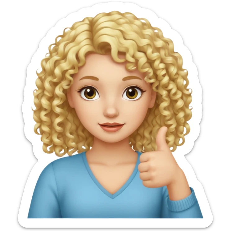 blond girl doing thumbs up sign sassy make it with curly hair and lashes sticker