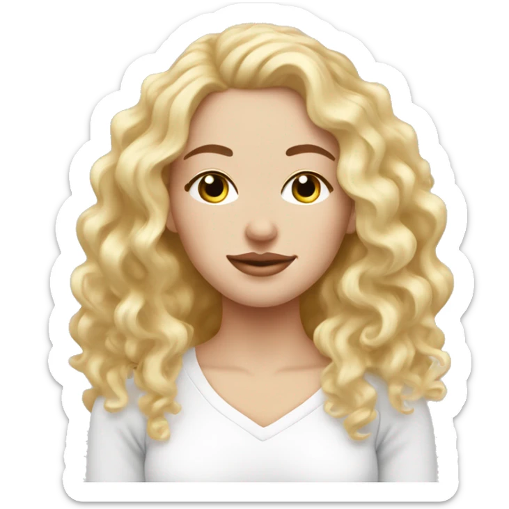 White girl- eyes closed- beauty face mask massage full care- blonde curly hair sticker