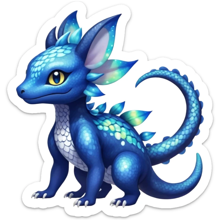 Colorful Iridescent Exotic Nebulae Salandit-Meowstic-Amaura-Fakémon-hybrid-creature (full body)  sticker